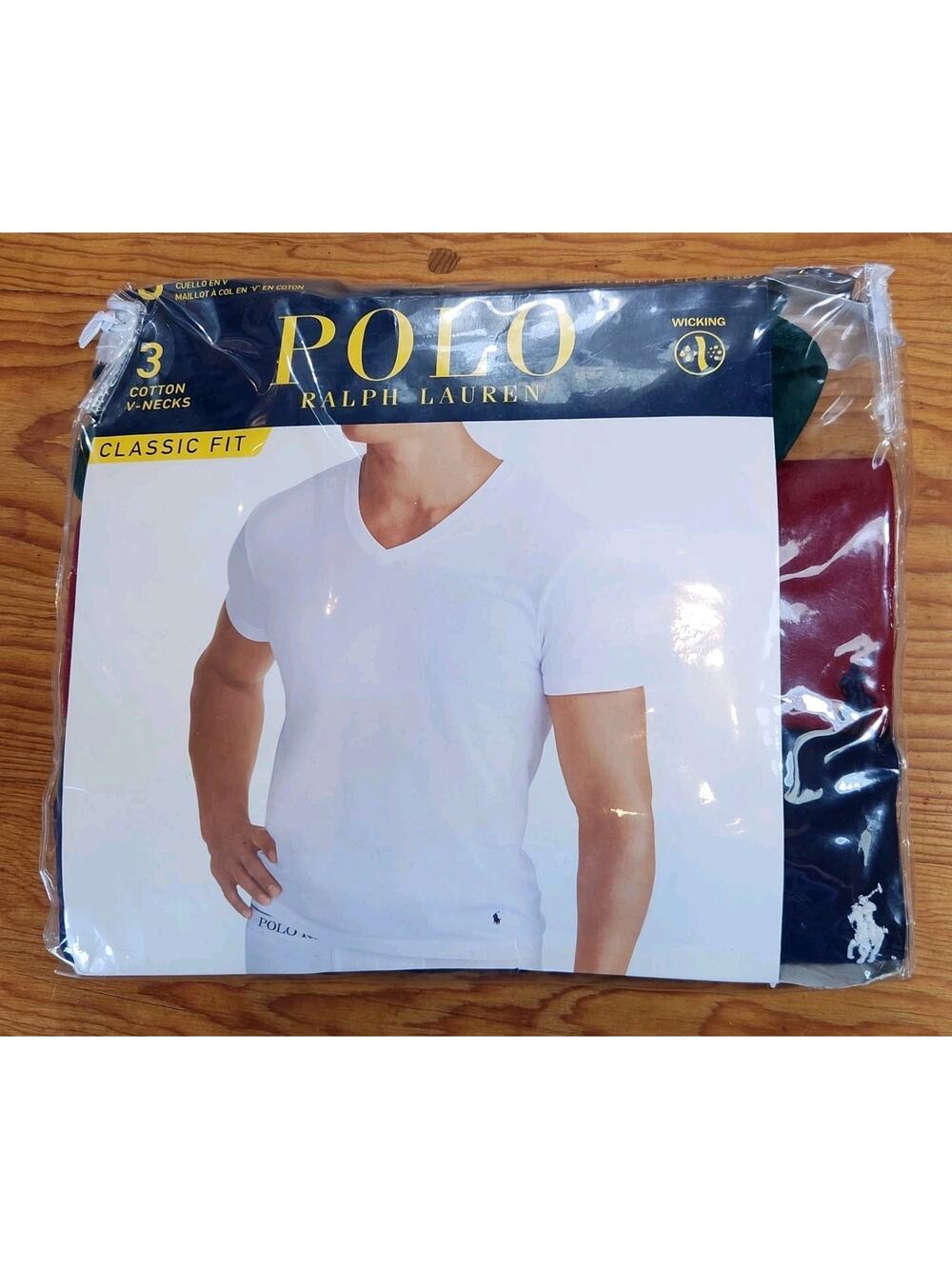 Polo Ralph Lauren Men Small Classic Fit Wicking V-Neck Shirt 3 Pack Pony Logo